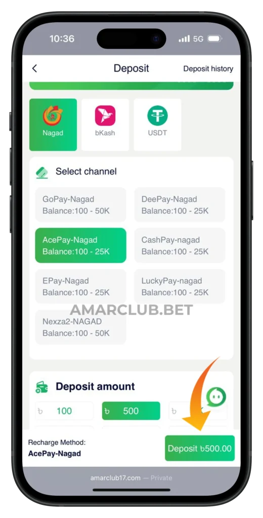 amar-club-deposit-page